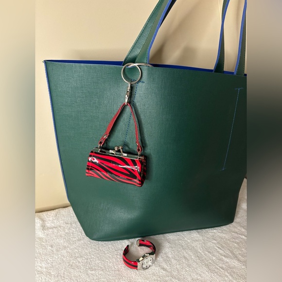NWT Ecosse Red Zebra Print Watch & Mini Purse Charm - Picture 2 of 13
